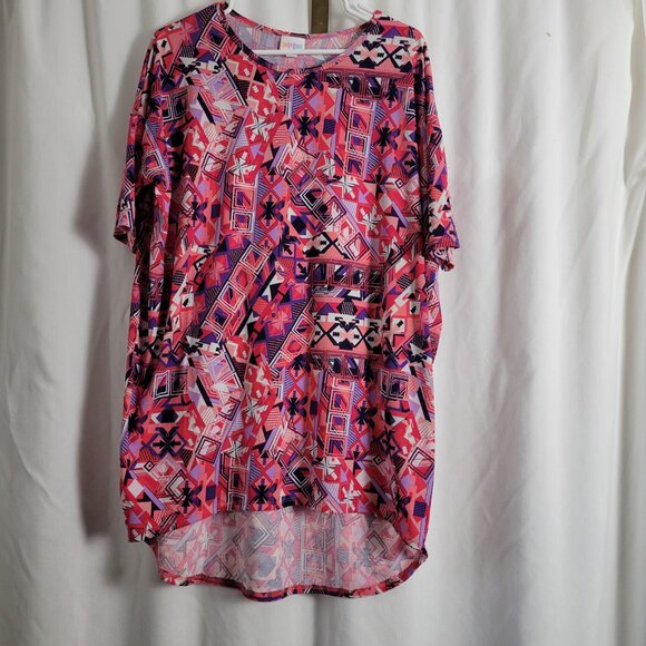 LuLaRoe Tunic Simply Comfortable Medium Pink Purple White Geometric Abstract Top - Picture 3 of 10